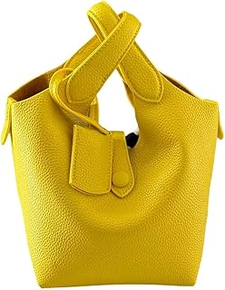 LYEAA Bolso de hombro de piel sintética para mujer, color caramelo, versátil con asa superior, bolsa de cesta de verduras para ir de compras