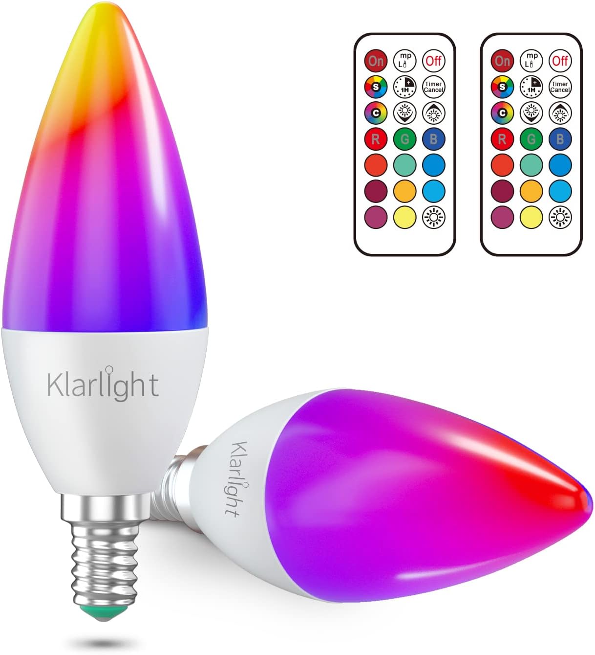 Klarlight C35 E14 Colour Changing LED Bulbs, 3W Dimmable RGB Candle