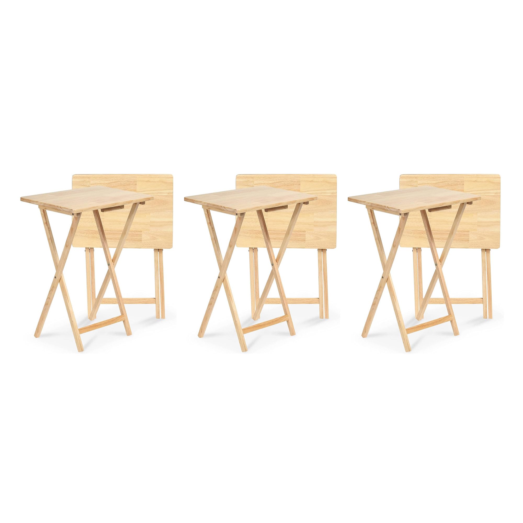 PJ Wood - Rectangular Folding TV Trays Set - Natural 6-Piece