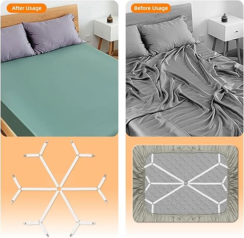 Miniatura 3 de Sujetadores de sábanas, correas elásticas ajustables para cama matrimonial, Queen, King y Twin, clips cruzados de 6 vías, banda de tirantes,