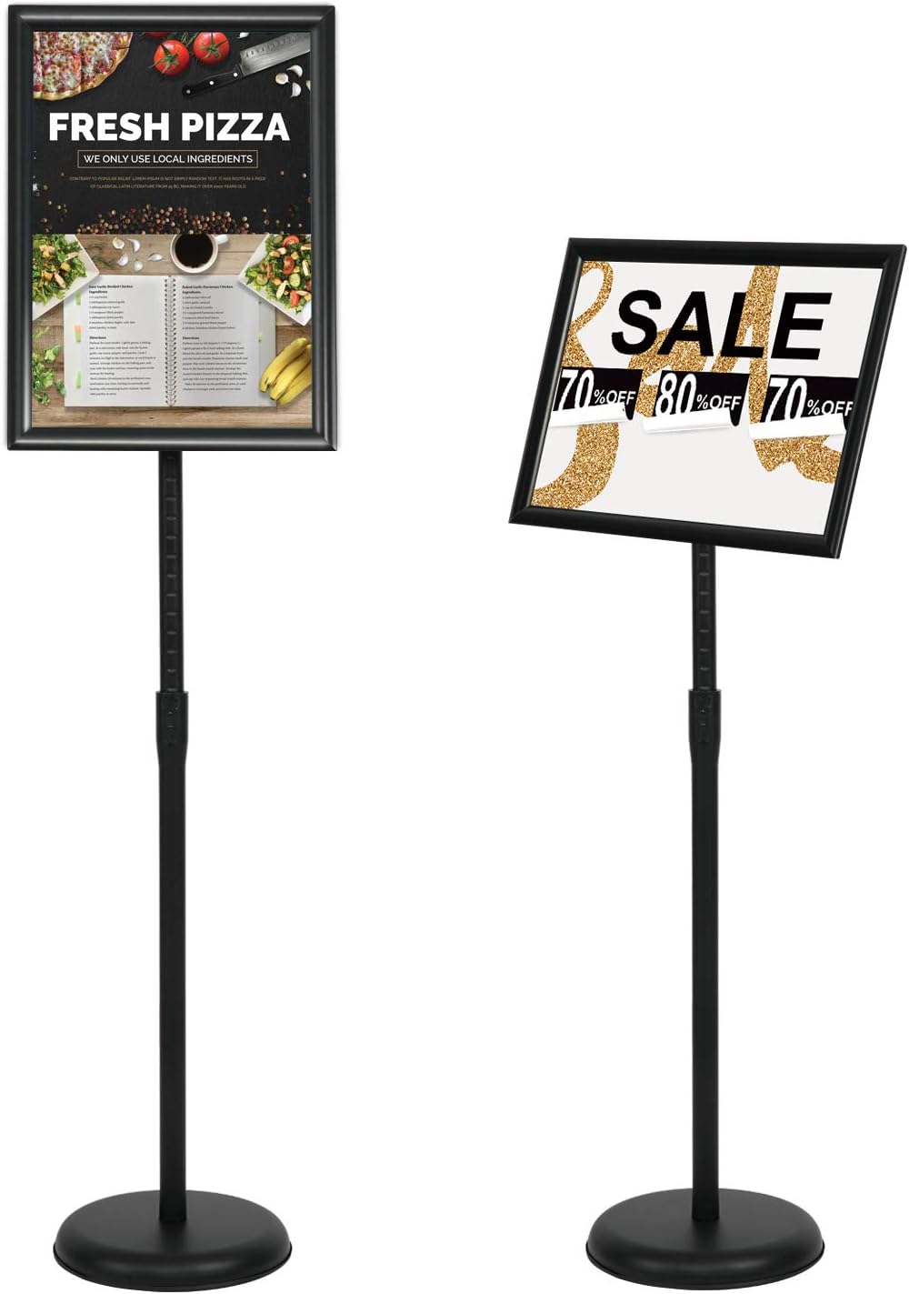 11 x 17 Inch Adjustable Pedestal Sign Holder Poster Stand, Heavy Duty Floor Standing Sign Holder Stand Aluminum Snap Open Display Frame for Vertical and Horizontal View Sign Displayed(Black) - Image 9