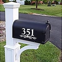 Vista 6 de Calcomanía reflectante de números de buzón de 4 pulgadas, diseño rústico, flores, número de casa, letrero de dirección, calcomanía de vinilo