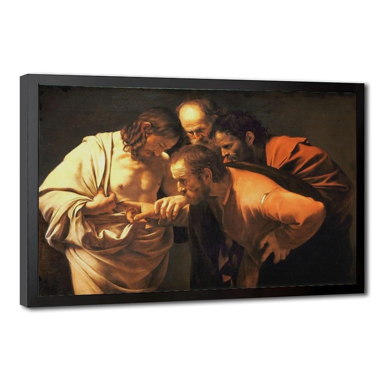 WCYB Caravaggio - The Incredulity of Saint Thomas Posters Prints Canvas Deco Paintings Wall Art Hangable Frame 16" L X 24" W