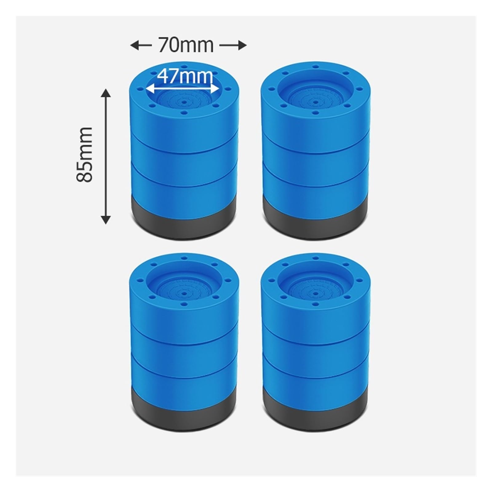 Almohadillas de goma universales for lavadora | Amortigua y protege los pies de la máquina, reduciendo los daños por fricción en el suelo.(4pcs Blue 85mm)