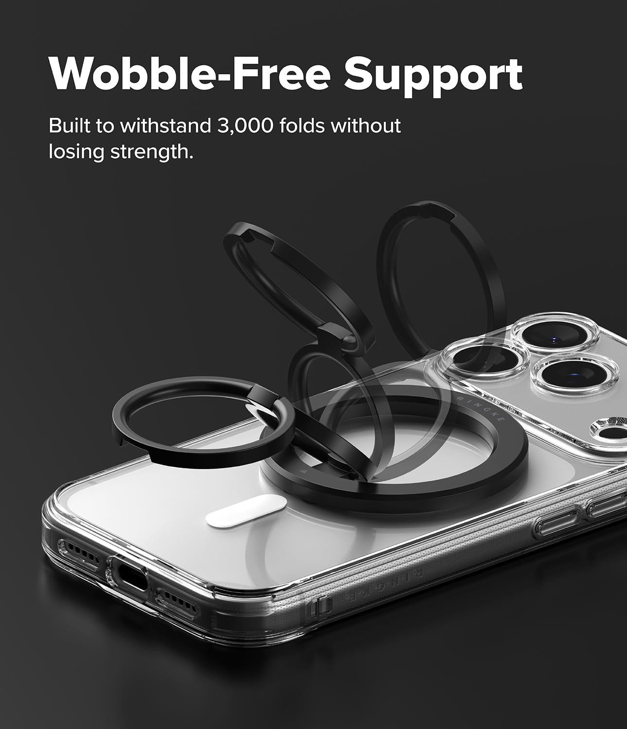 Ringke Dual Magnetic Smart Ring, Compatibile con Custodie Magnetiche per Smartphone, Accessorio per Presa Magnetica Bifacciale con Angolazione Regolabile con Funzione di Supporto - Black