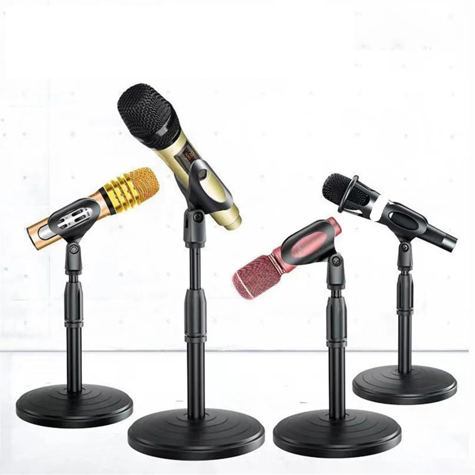 Socle de Bureau rétractable for Microphone, Disque de Bureau, Support de Microphone for Streaming en Direct, Supports de Bureau pour Le Chant，La Parole