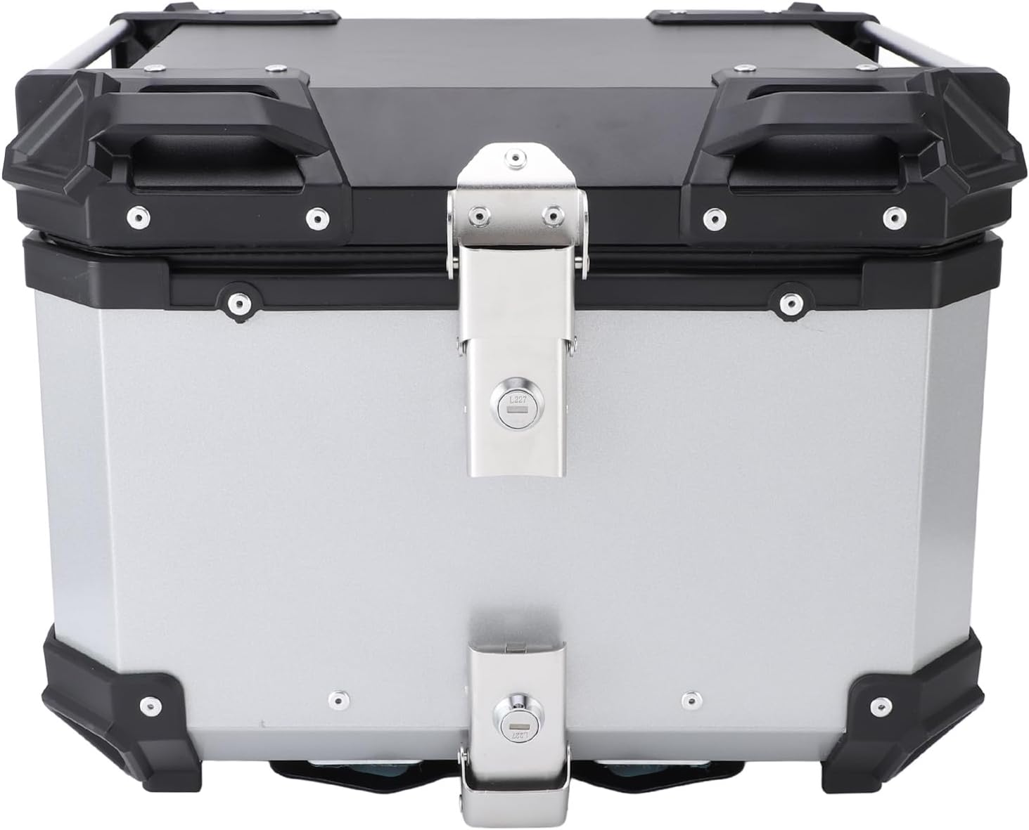 Tbest Top Case 45L Aluminium Alloy Tail Box with Leather Lining Backrest Handle for and General Bikes Silver 42 x 33 33cm