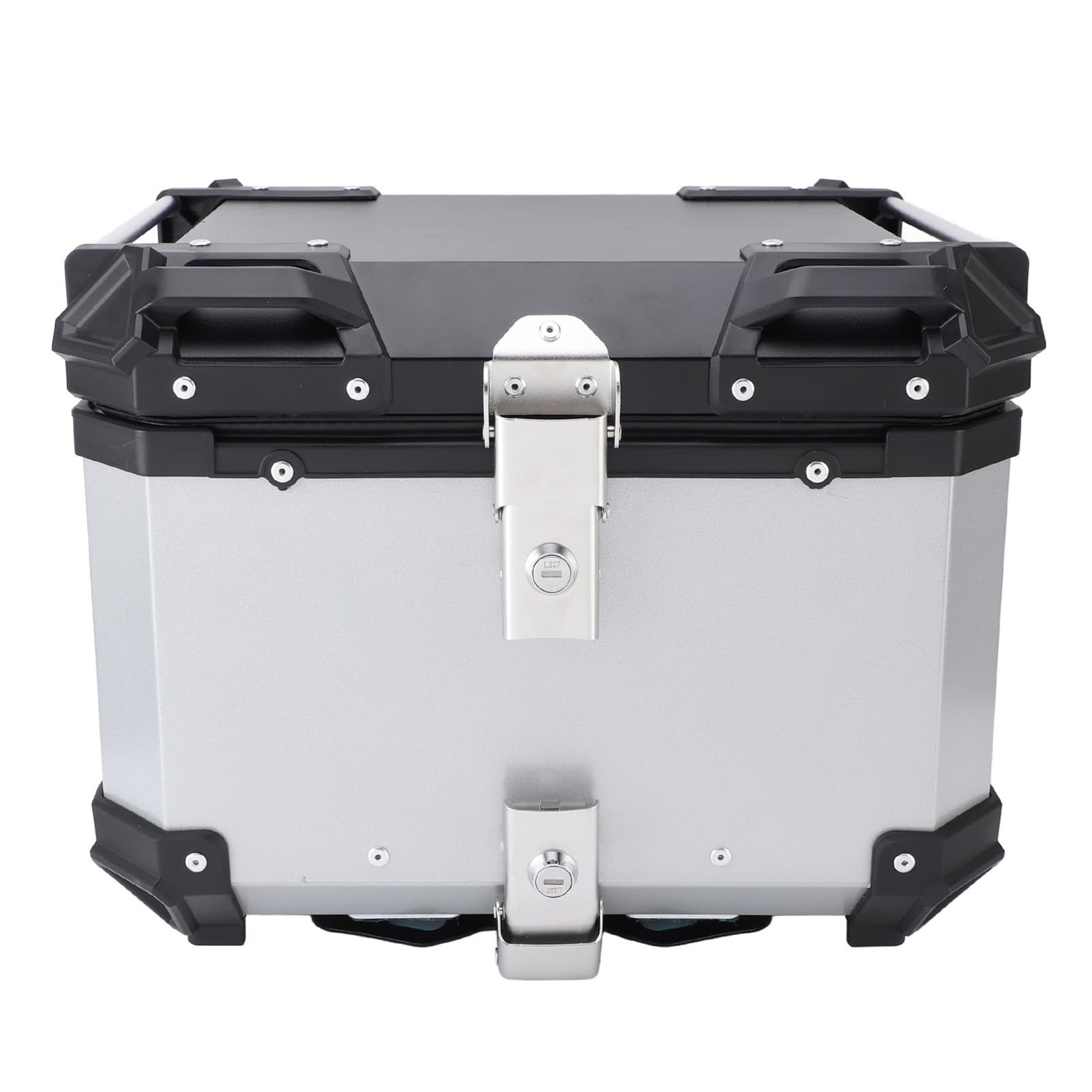 CHICIRIS Motorrad-Topcase, 45 L, Wasserdichter Motorradkoffer aus 5052-Aluminiumlegierung mit Schnellverschluss, Rückenlehne und Griff mit Lederfutter, Aufbewahrungsbox für den Hinteren Helm für
