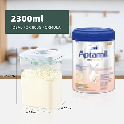 Miniatura 5 de Contenedor de viaje Formula - Recipiente de leche en polvo para dispensador de leche en polvo con cuchara y raspador 28.22 oz 77.8 fl oz transparente