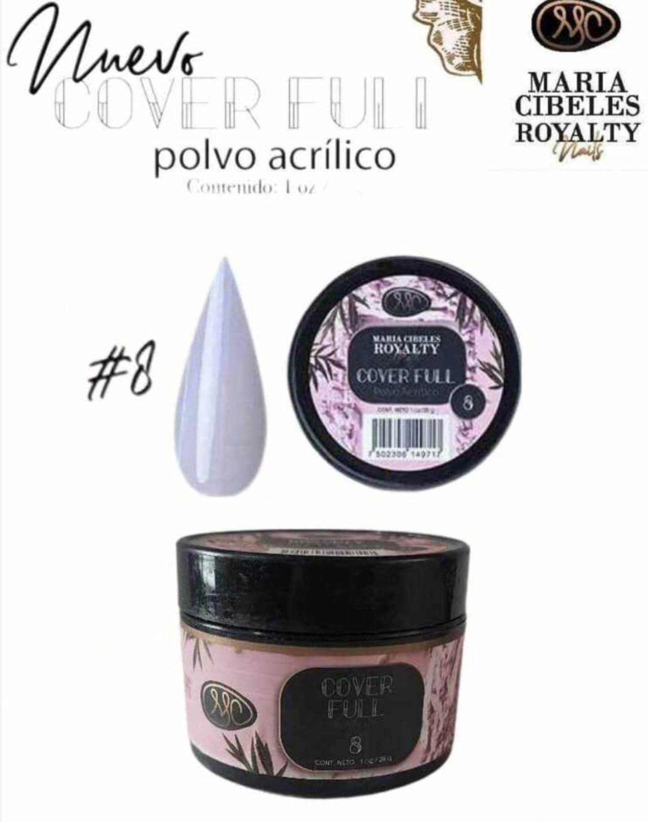 Maria Cibeles Royalty Cover Full Acrylic Nail Powder, 1 oz, #8