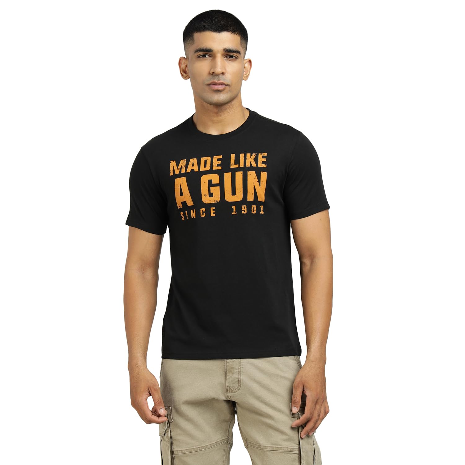 Royal Enfield MLG Tshirt | Fabric: 100% Cotton 190 GSM | Distressed Made Like A Gun Graphic on the Chest Reflective Royal Enfield Branding on the Back Black XL-picture-18