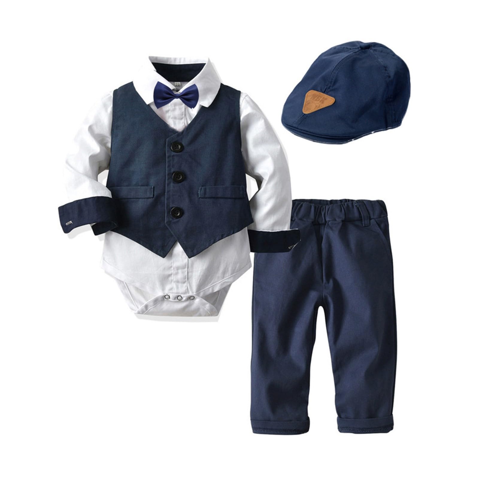 Volunboy Trajes para Bebé Niños de Boda, Bautizo Conjunto de Chaleco, Camisa, Pantalón, Pajarita