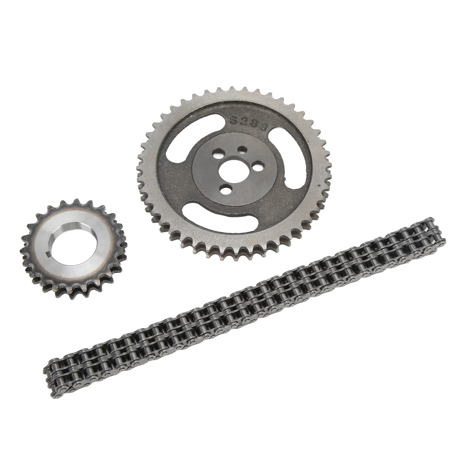 Aramox Set Catena di Distribuzione Catena di Distribuzione a Doppio Rullo in Acciaio e Ghisa Pignone a Manovella a 3 Sedi per Sostituzione Motore Laterale 283 305 327 350 383 400