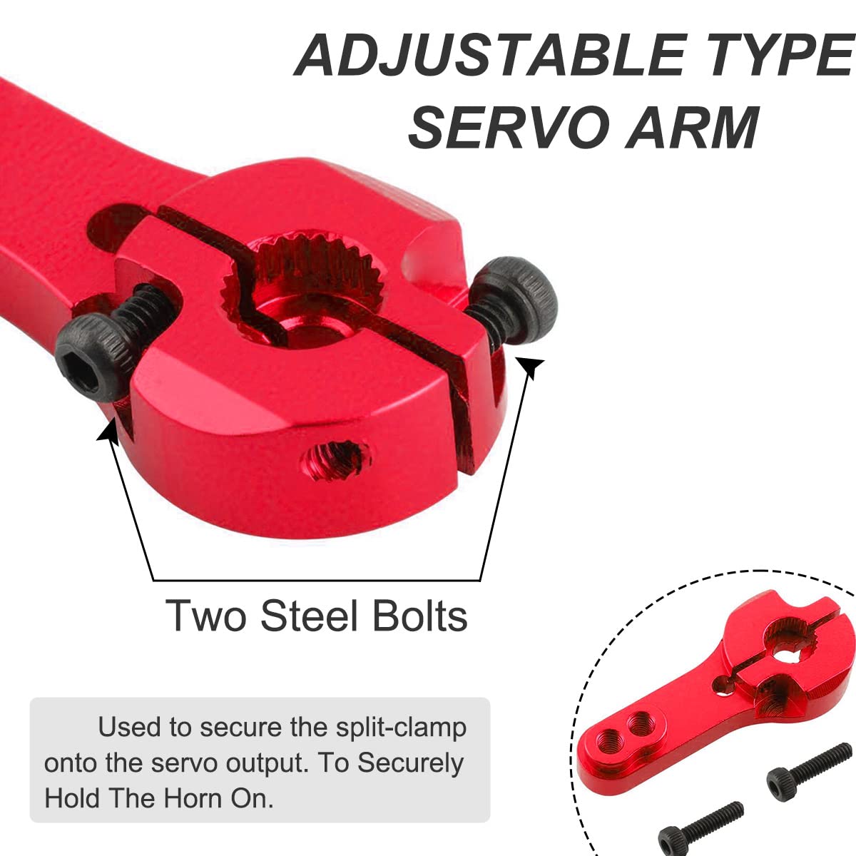 Servo Arm Horn RC Products 25T Alluminio Doppio bloccaggio Braccio dello sterzo in metallo 6 colori Modello RC Ricambi per motori per auto RC/Modello di barca/camion/aereo (12 pezzi)