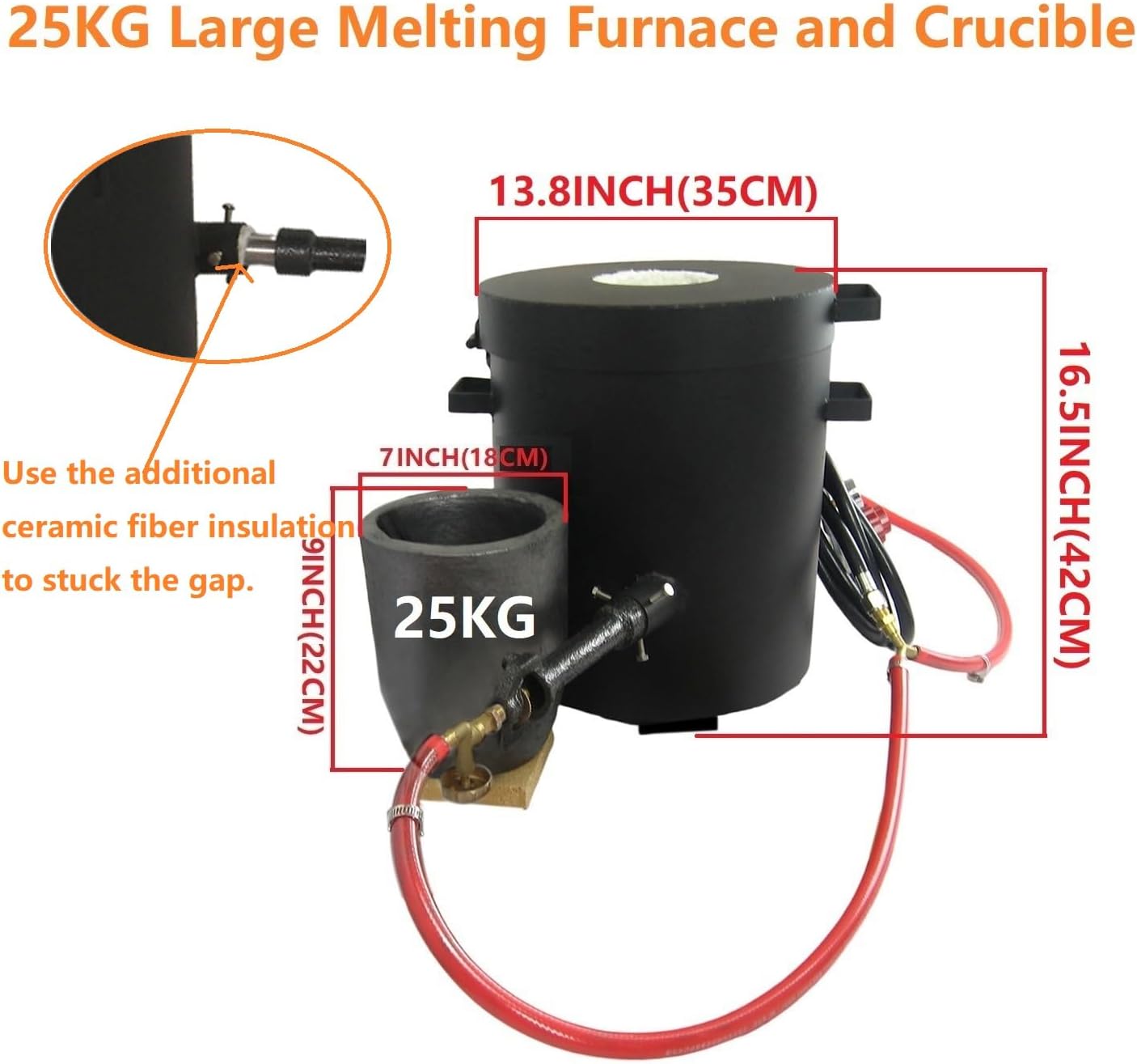25KG(55LBs) Large Propane Smelting Furnace Kit with Crucible 25KG, Double Forge Burners, Foundry Casting Kiln Furnace for Melting Metal Recycle Gold Copper Aluminum