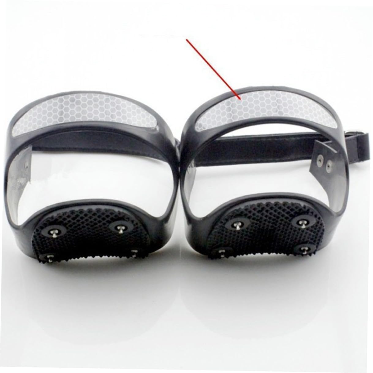 1 Paio Ramponi Ghiaccio 5 Denti Punte Silicone Impugnature Neve Stivali Scarpe Riflettente Protezione Jogging Arrampicata