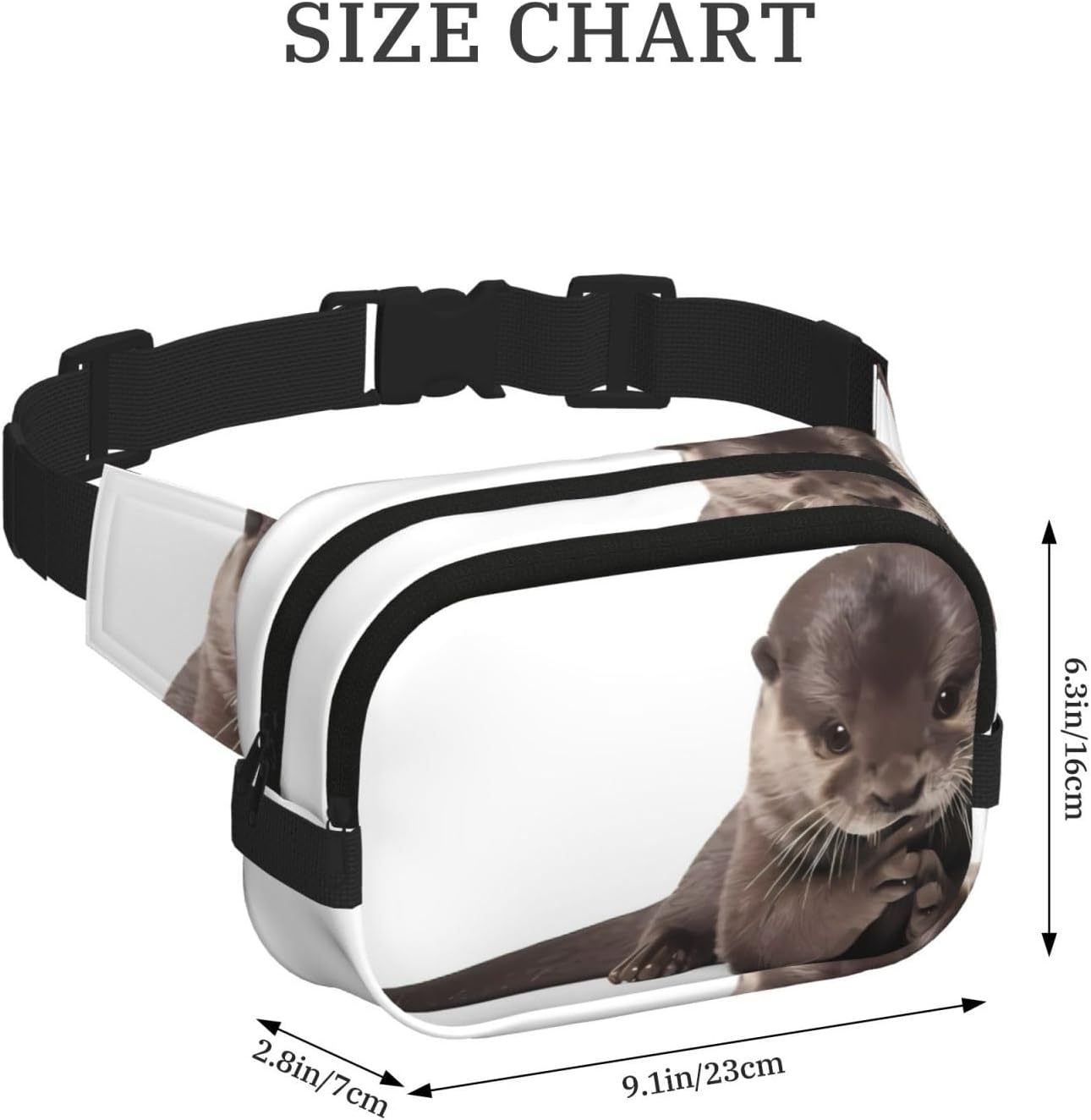 Cute Otter Square Double Layer Waist Bag Belt - Unisex Everywhere Fanny Pack Purse with Adjustable Strap, Running, Travel