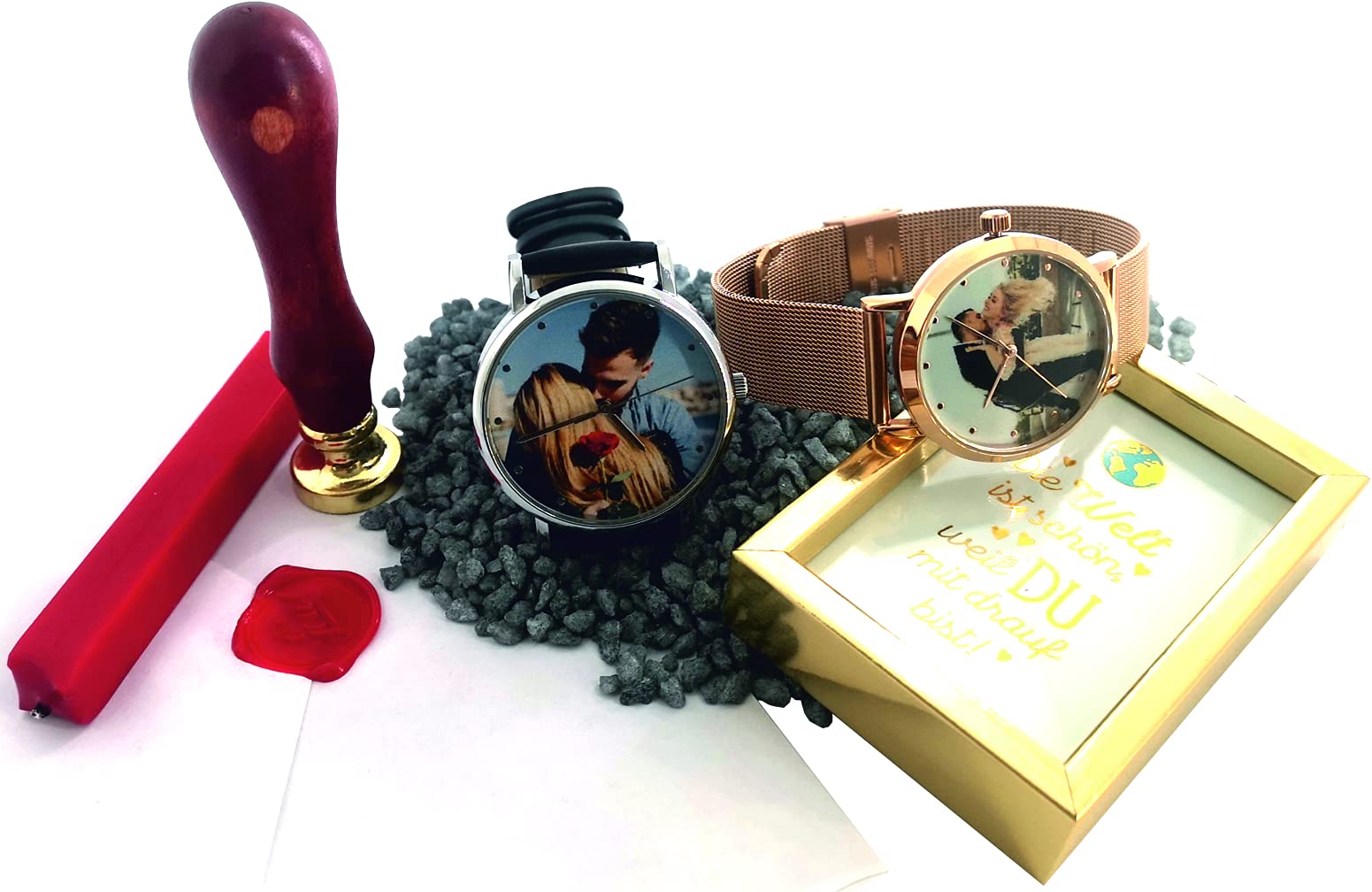Memories - Reloj de pulsera personalizado con tu foto, reloj de oro rosa para amigos y familia, fabricado en Alemania