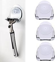 NIYATA 3 Pack Razor Suction Cups,Razor Holder Wall Mount for Razor Suction Cup,Razor Holder for Body Shaving (Grey)