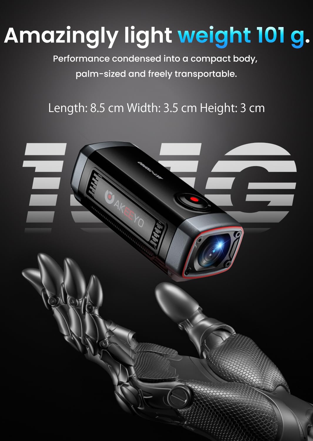 AKEEYO -710Pro EIS Kamera motocyklowa, 4K28FPS 20MP WiFi Kamera do Daszu na Motocykl, Kamera Kasku Motocyklowego IP66 Ultra HD Wodoodporna, 142° Szeroki Kąt Widzenia Nocna Wizja z Kartą 64GB, Czujnik
