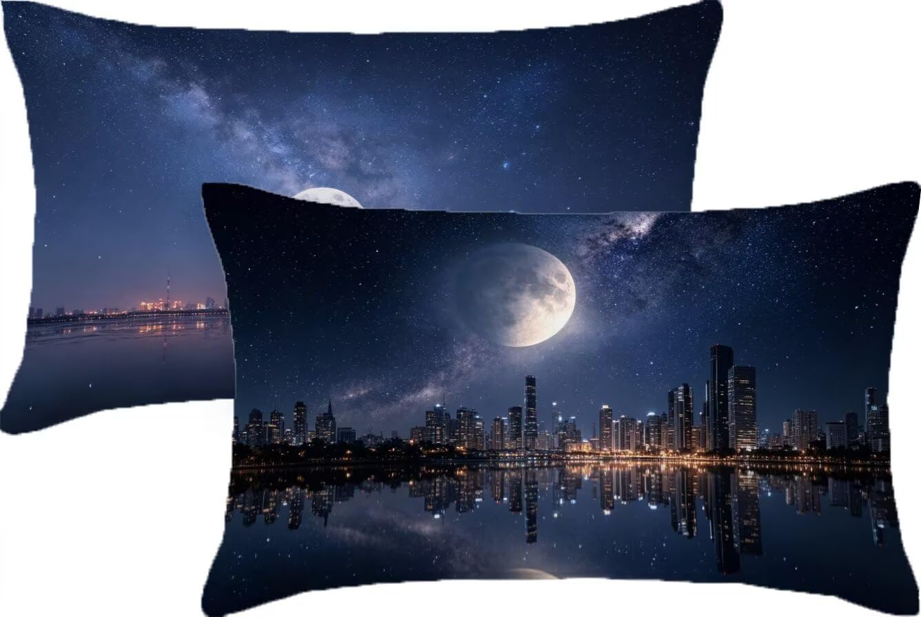 Coussin extérieur imperméable lot de 2 idée cadeau femme design moderne Lune
