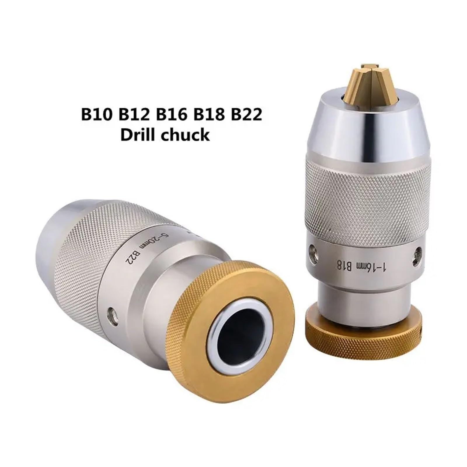 Portabrocas B10 B12 B16 B18 B22 Portabrocas de fresado sin llave Mandril de sujeción automática con bloqueo y autoapriete Accesorios for torno(Alloy,B22(5-20mm))