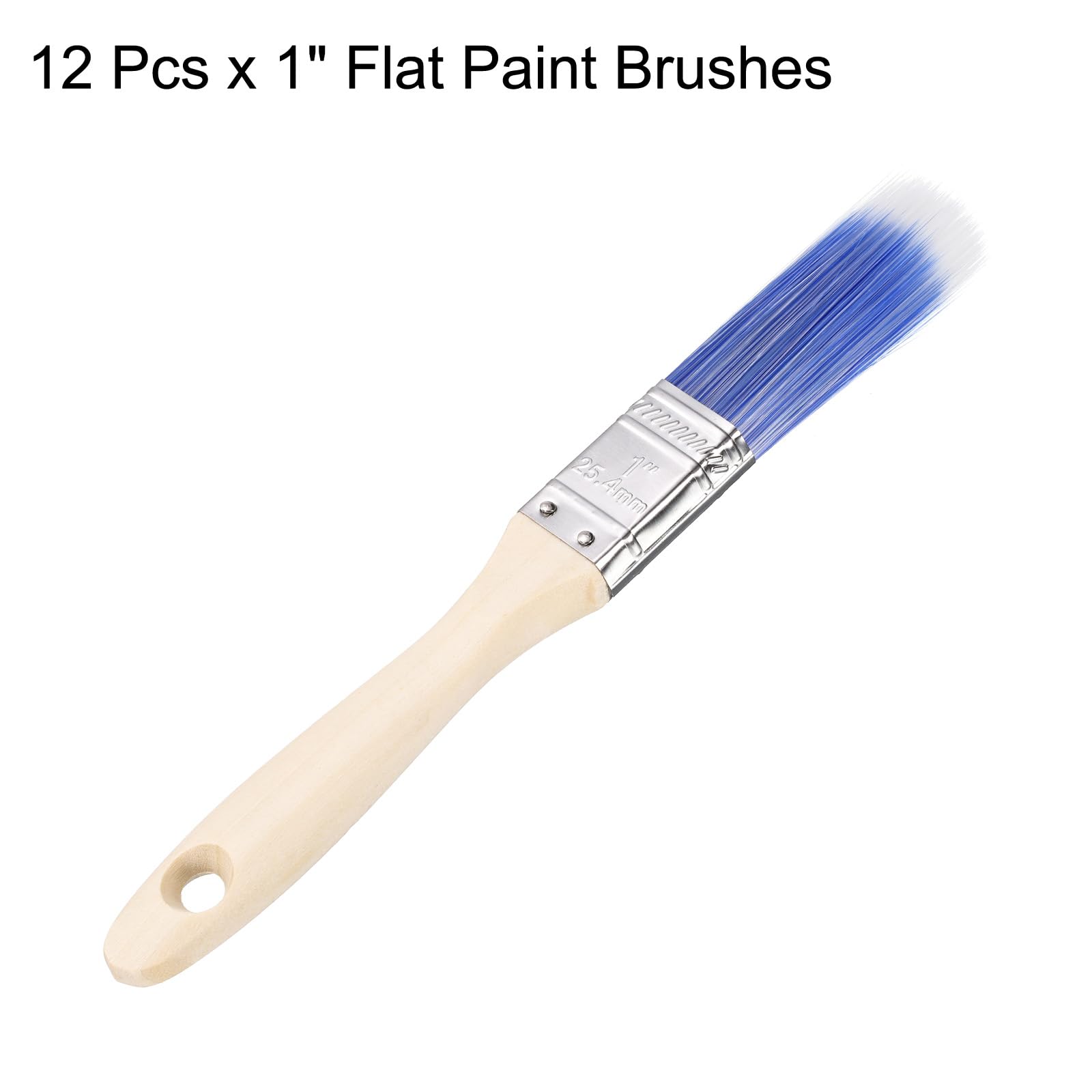 HARFINGTON 12 pinceles de pintura plana de 1 pulgada con mango de madera para manualidades, arte plano, vallas de muebles, cubiertas, molduras de pared, color azul