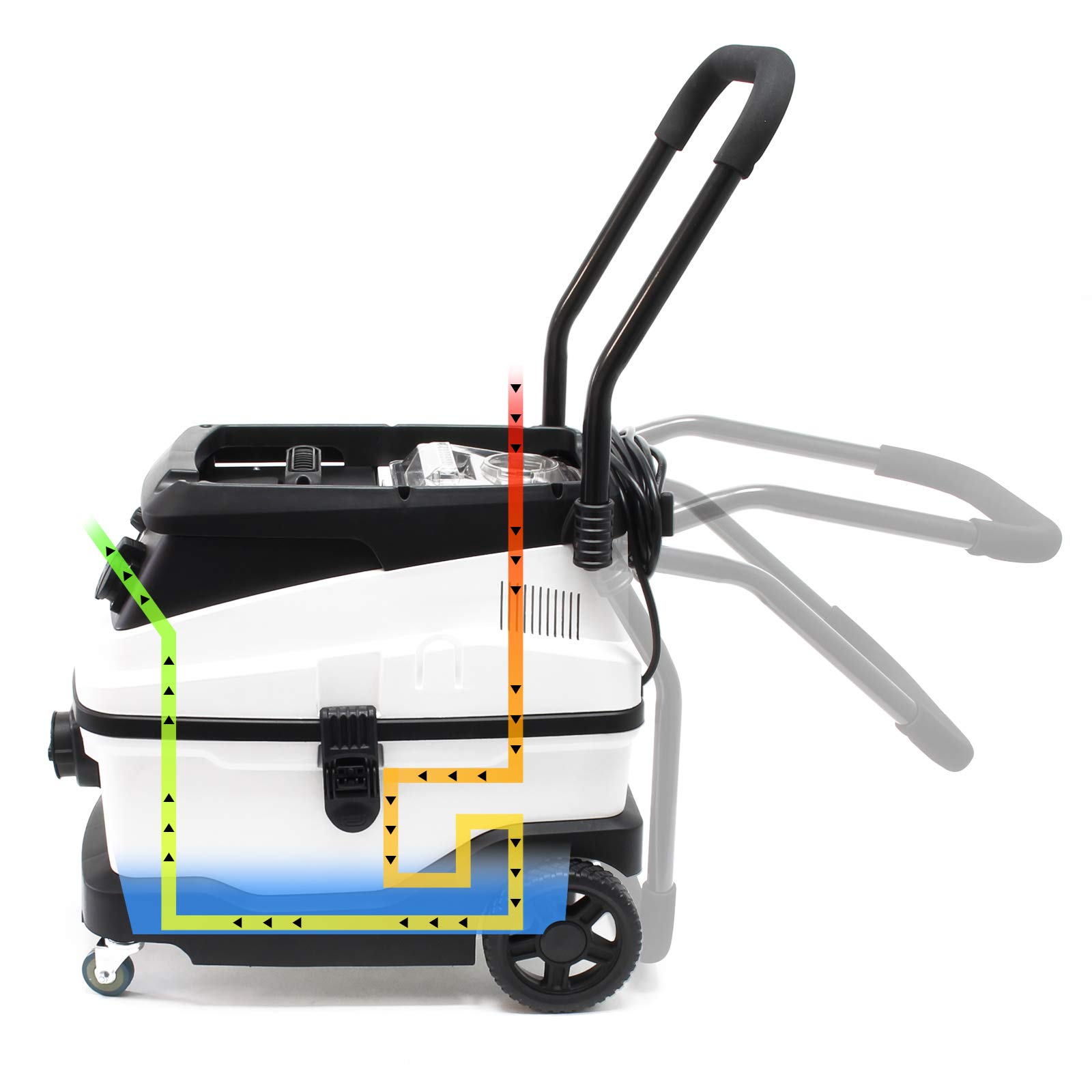 WilTec Aspirador seco y húmedo 1600W con Sistema de filtrado de 3-Niveles, Accesorios y función de soplado