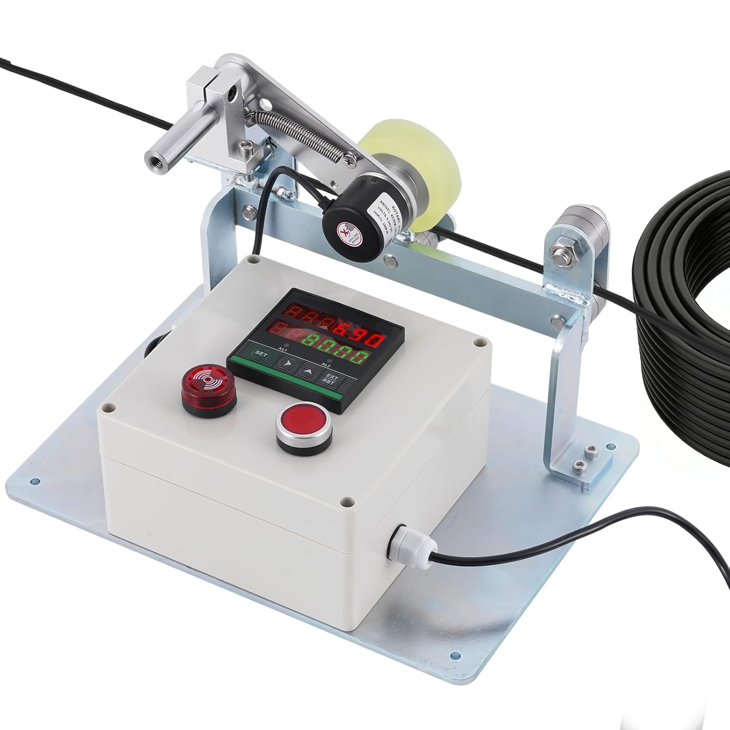 JIAWANSHUN Digital Wire Cable Length Meter Counter Measured Wheel in Feet Inches Meter Yard, Alarm, Initial Value Setting Input 100-240V