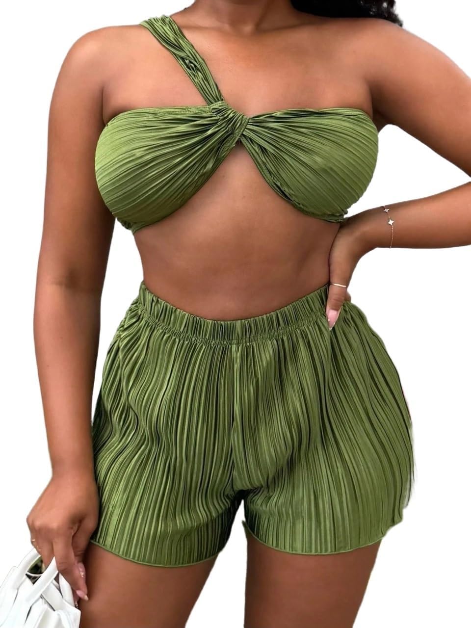 Women's Slimming Fit 2-Piece Casual Vacation Set Sleeveless Top And Shorts