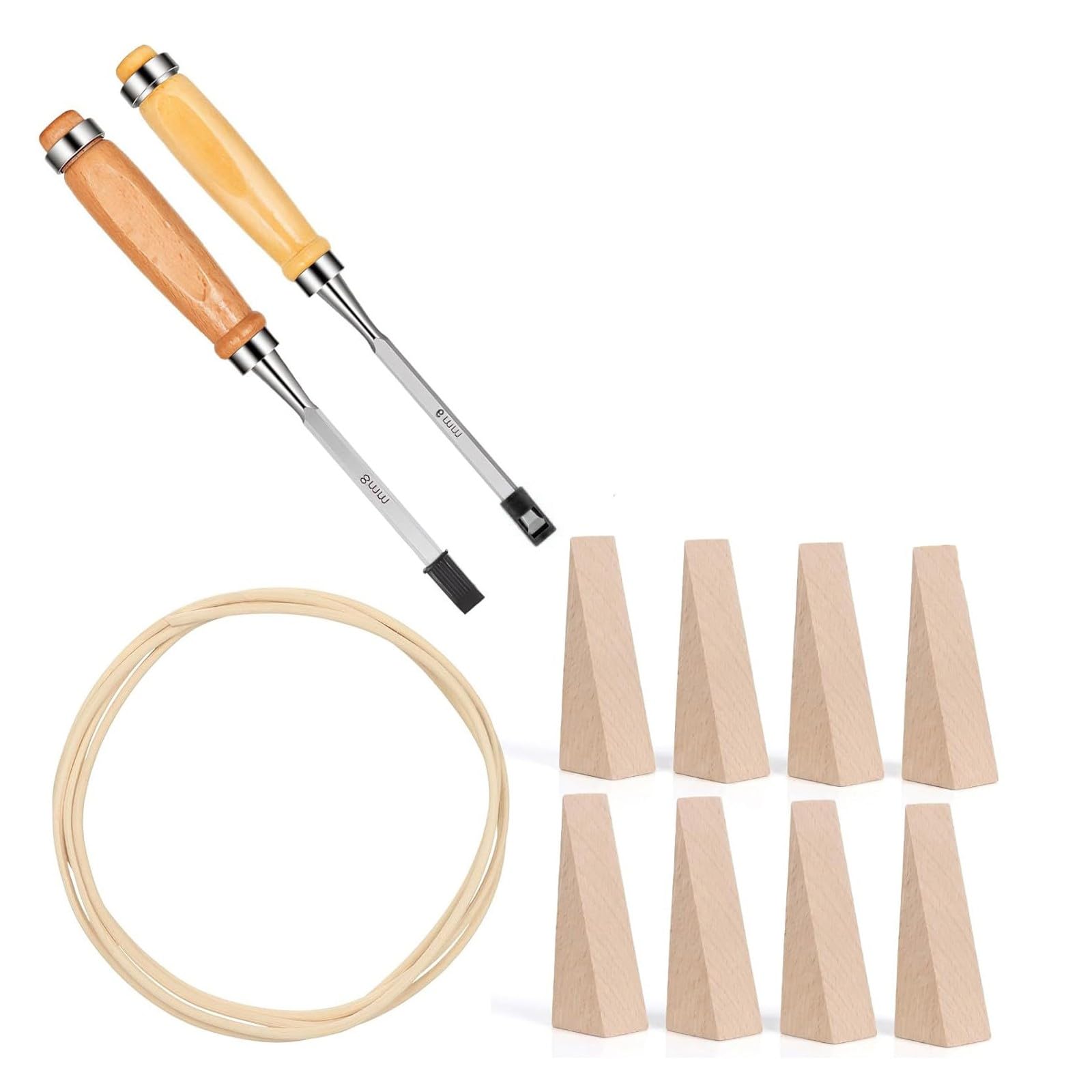Kaeltsyn 12Pcs Rattan Weaving Restoration Tools with Wicker and Wood Wedges for Handwoven Furniture Fixing Repair Set