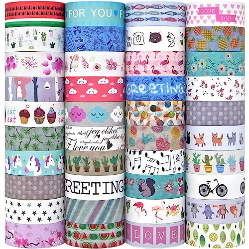 40 Rolls Washi Masking Tape Set, Decorative Tape for Crafting, De...