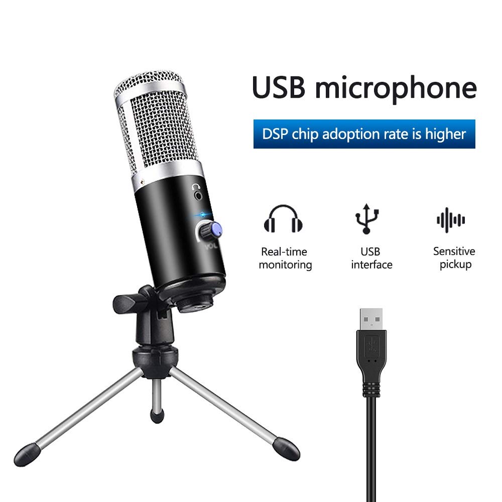 Condenser Microphone Computer USB Port Studio Microphone for pc Sound Card Professional Karaoke Microphones DJ Live Recording