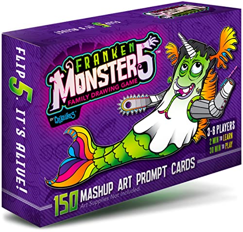 FrankenMonster 5 Fun Family Drawing Games for Creative Kids, Tweens, Teens and Adults. 150 Prompt Cards of Franken Monsters Mashups! Best Gifts for Game Night Art Teachers Imagination & Creativity!