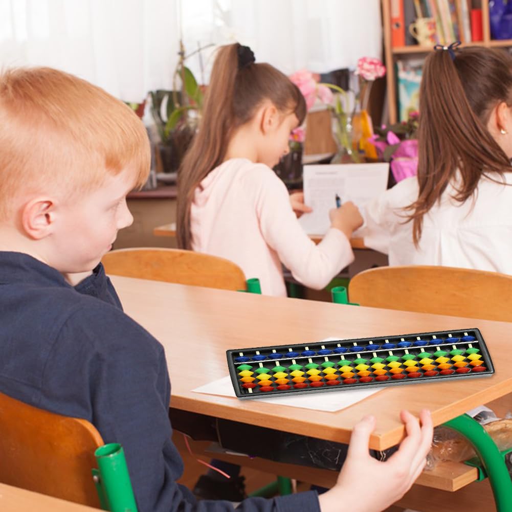 LATRAT Kunststof Abacus Rekenmachine voor kinderen, 17-cijferige retro houten vierkant, Chinese abacusberekeningsdoos, bruin
