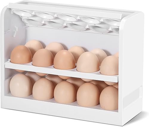 AYOTEE - Soporte de huevos para refrigerador organizador de huevos para la mayoría de los contenedores de almacenamiento de huevos para refrigerador