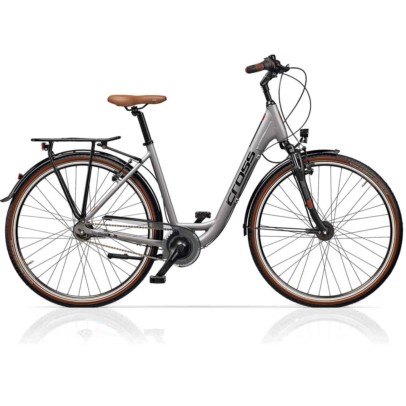 Airtracks Damen City Fahrrad 28 Zoll Citybike LS Wave Cross CITERRA Cityrad 7 x Gang Shimano Nexus Rücktrittbremse Nabendynamo - Grau Rahmenhöhen 45cm 50cm - Modell 2026