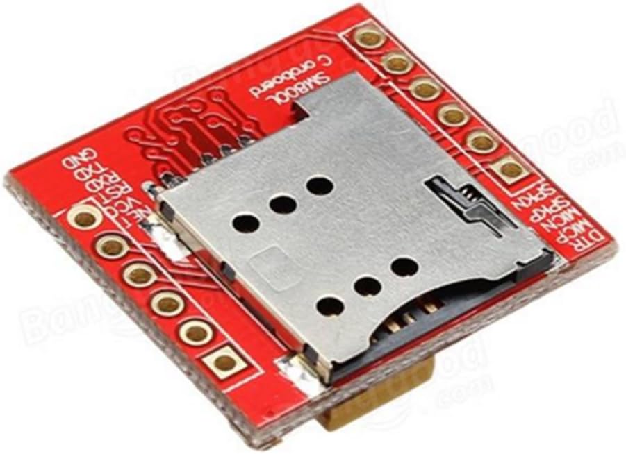 Bottom view of HiLetgo SIM800L GPRS GSM Breakout Module with SIM card slot.