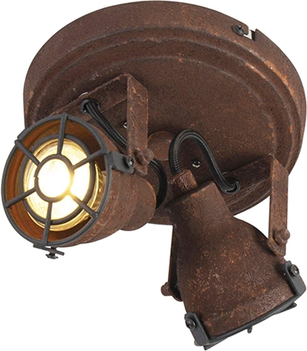Qazqa - Sturdy Ceiling Spotlight 2 Rust - Sorra- - Industrial - Suitable for LED GU10 | 2 Way Light - Steel Surface-Mounted spotway Light - Suitable for Living Room I Kitchen I Bedroom I