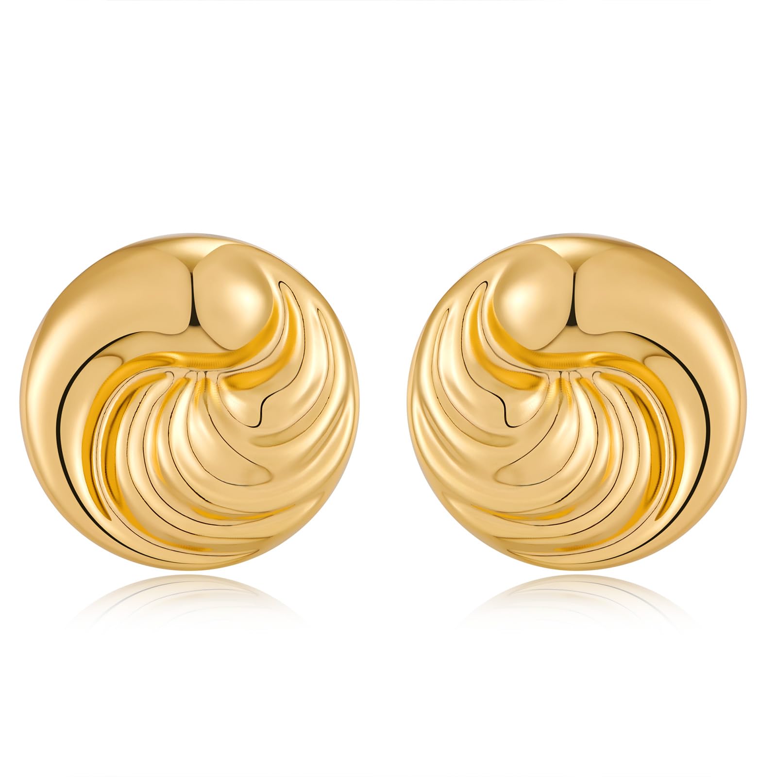Gold Statement Earrings Round Texture Stud Earrings Geometric Wave Retro Drop Earrings Vintage Trendy Jewelry Gifts for Women