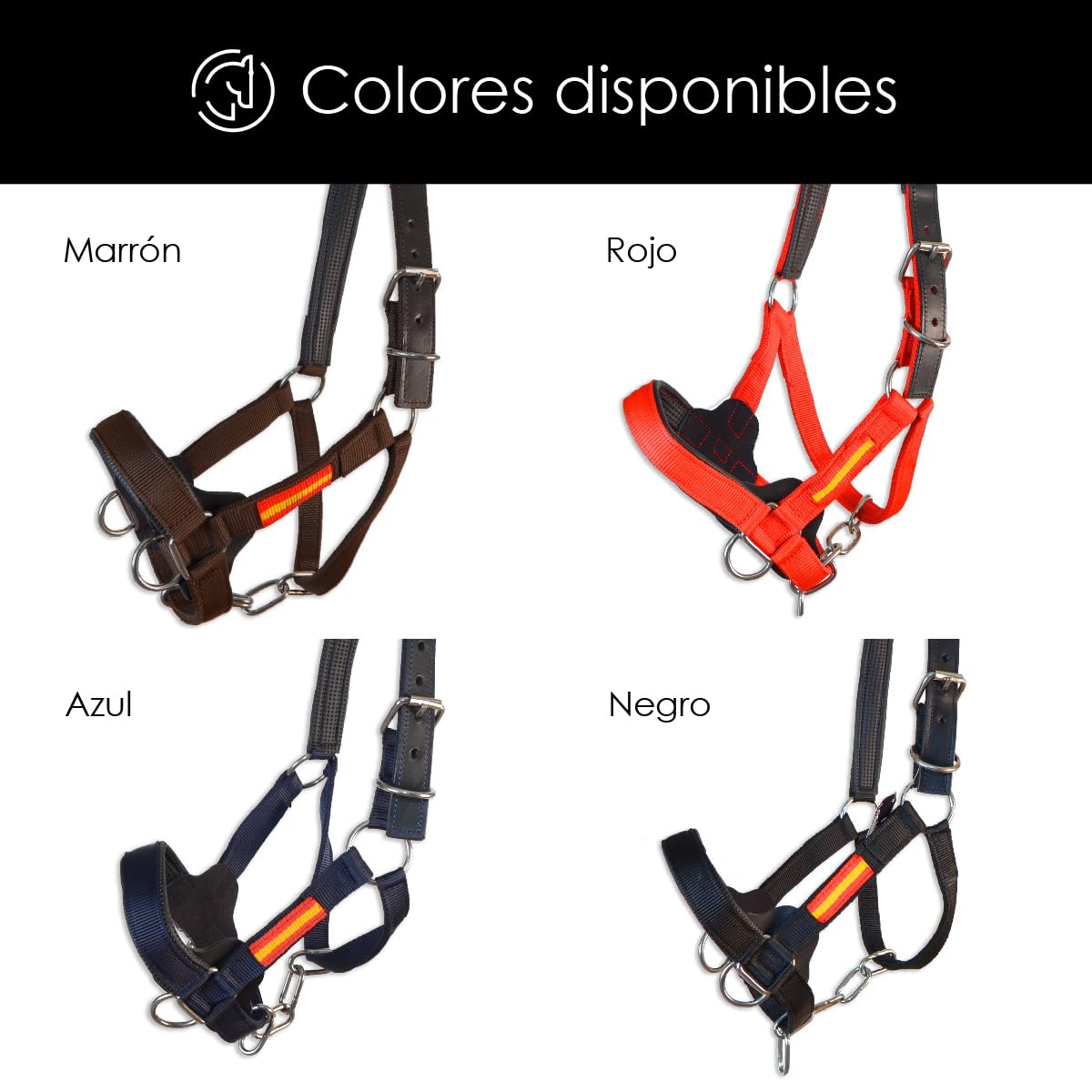 Los Nietos Cabezada cuadra nylon Dressage Talla COB Khaki