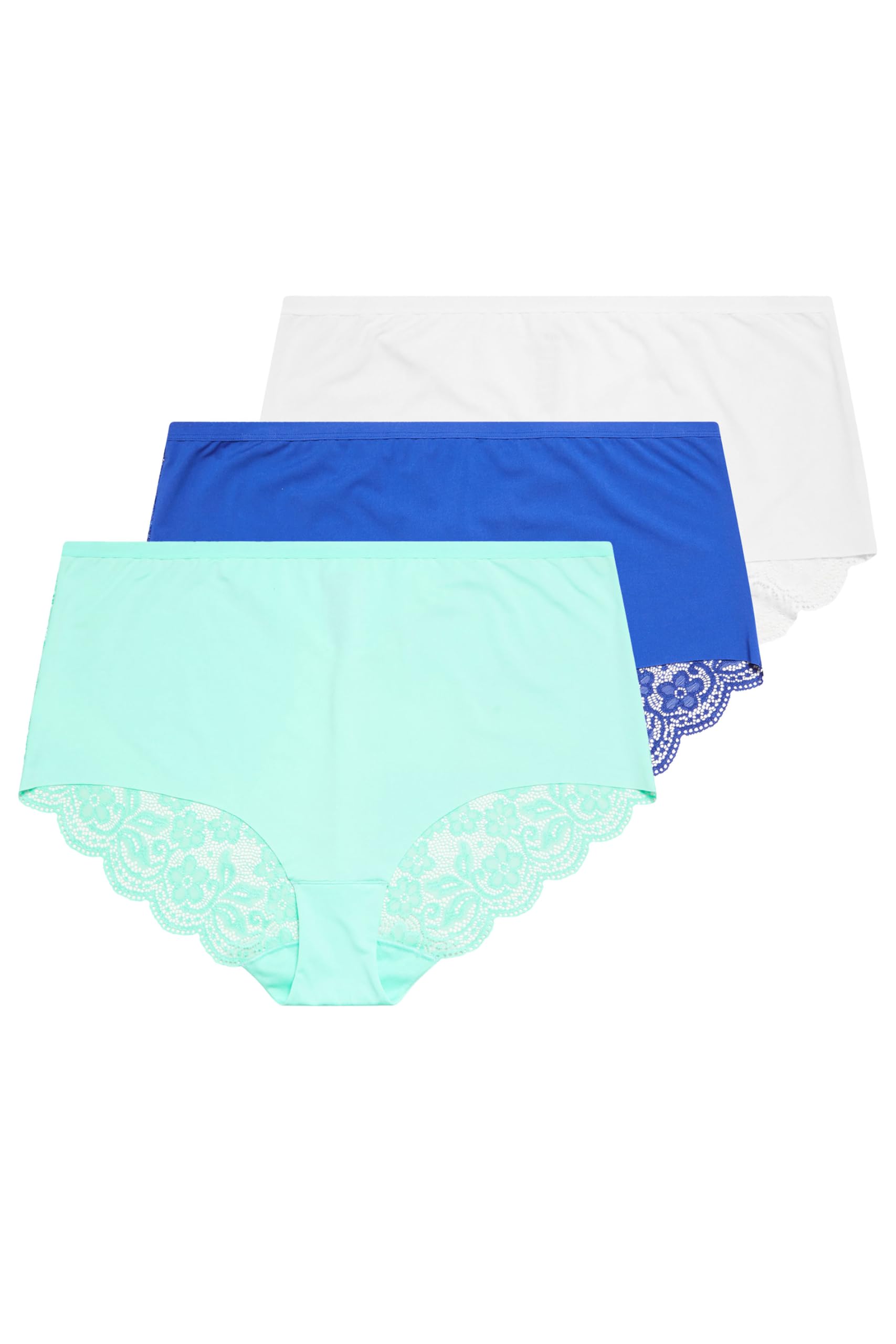 Yourset 3 Pack Curve & White Lace Back High Waisted Knickers - Women's - Plus Size Curve