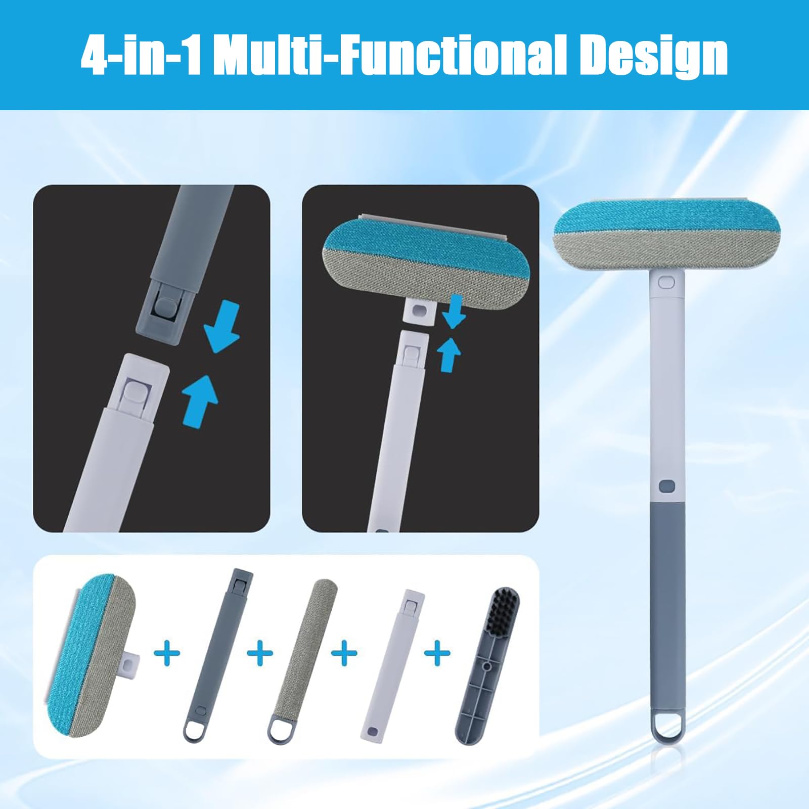 Brosse Anti Poils Animaux,3 en 1 Épilateur de Canapé et Vêtements Brosse Attrape Poils Réutilisable avec Brosse Amovible et Collecte Automatique pour Tapis Meubles Literie Chats et Chiens
