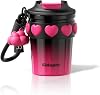 12 oz Travel Coffee Mug with Lid, Stainless Steel Coffee Tumbler for Hot and Cold, Resuable Insulated Coffee Cup Gifts for Women, Black Pink