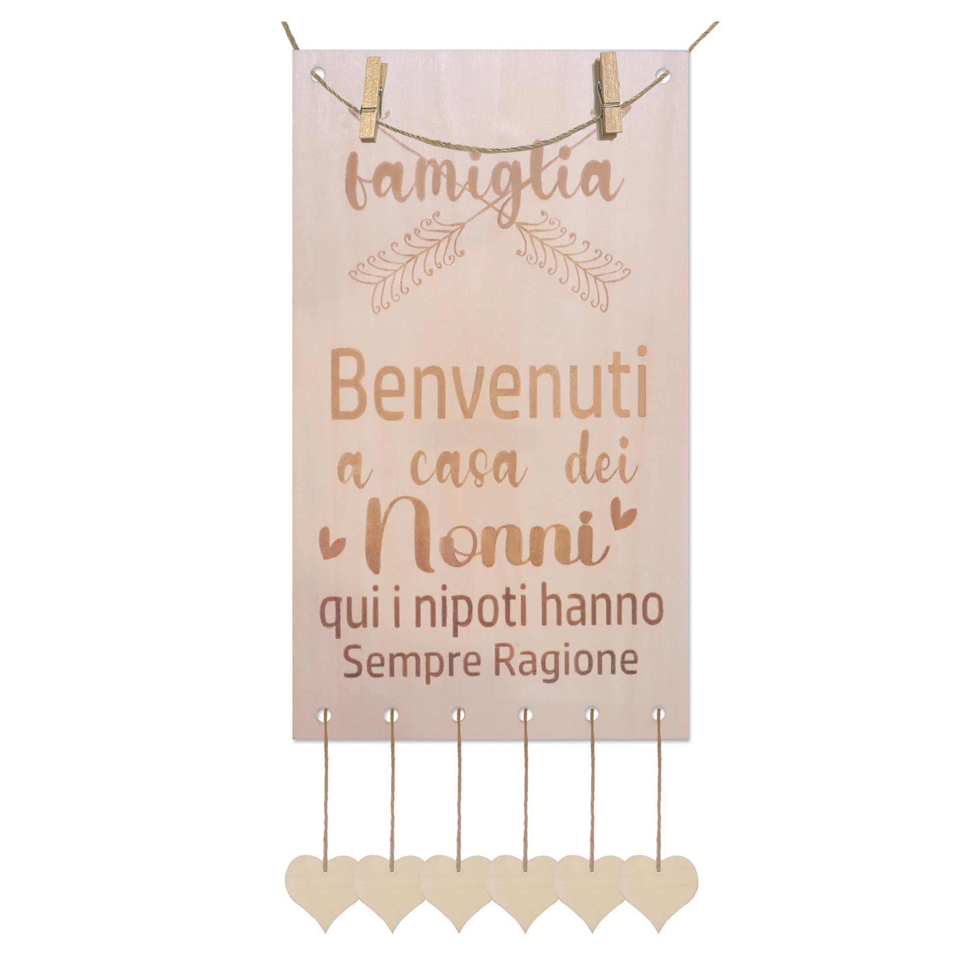 MKISHINE Targhetta in Legno 'Casa dei Nonni' - Segno Decorativo per la Casa, Idea Regalo per Nonni, Decorazione del Soggiorno, Festa