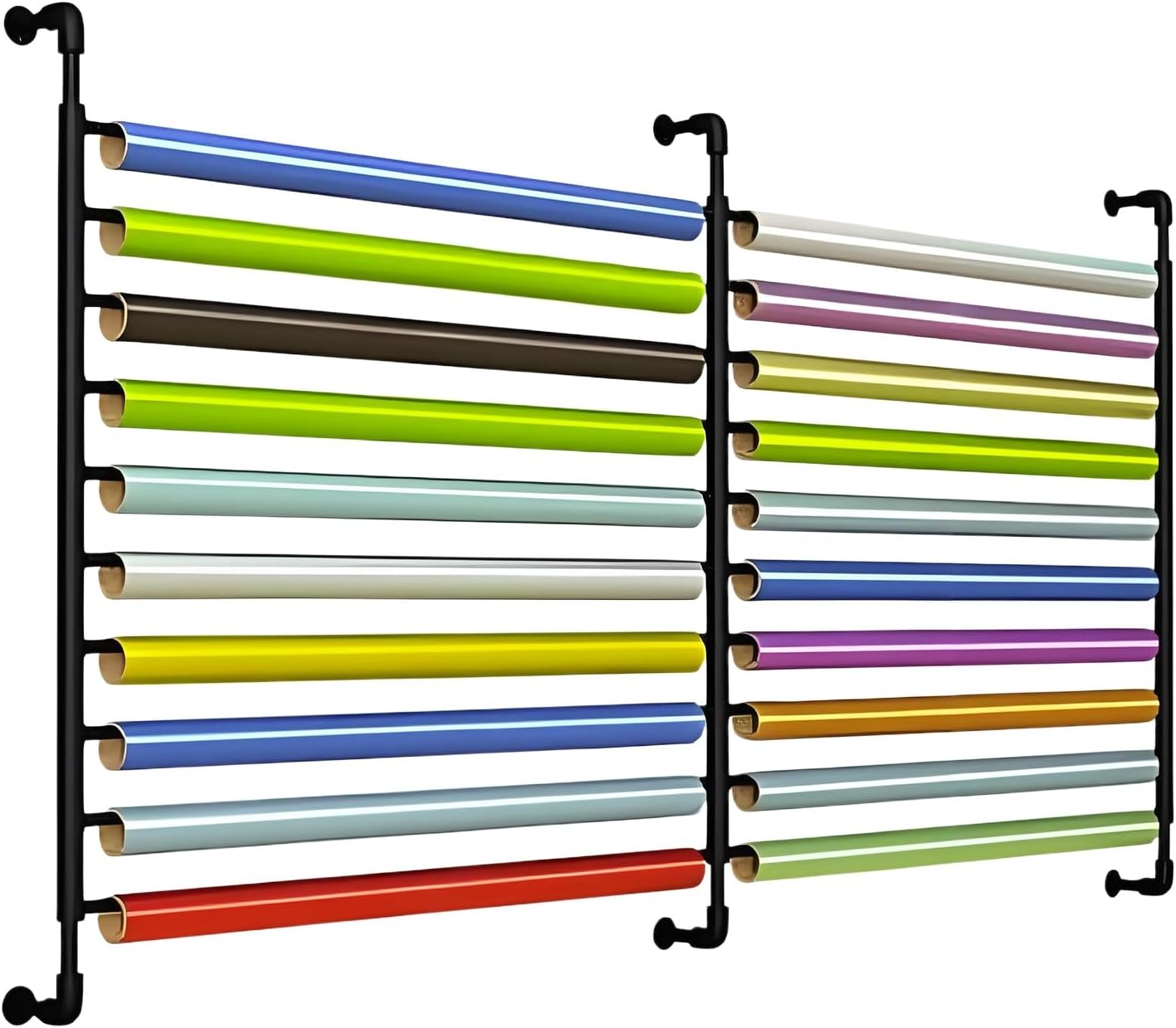 YVYKFZD Wall Mount Vinyl Roll Storage Rack, Commercial Fabric Display Rack with Adjustable Hanging Rod, Metal Car Vinyl Holder Multi-Use Organizer Holder, for Car Window Film/Wallpaper(150cm/59.0in,20