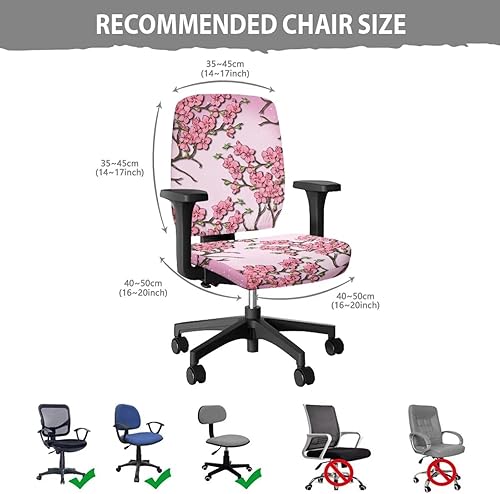 Miniatura 6 de Funda para silla de oficina con diseño de flor de cerezo, fundas elásticas para sillas de oficina, funda antipolvo para silla de escritorio, funda