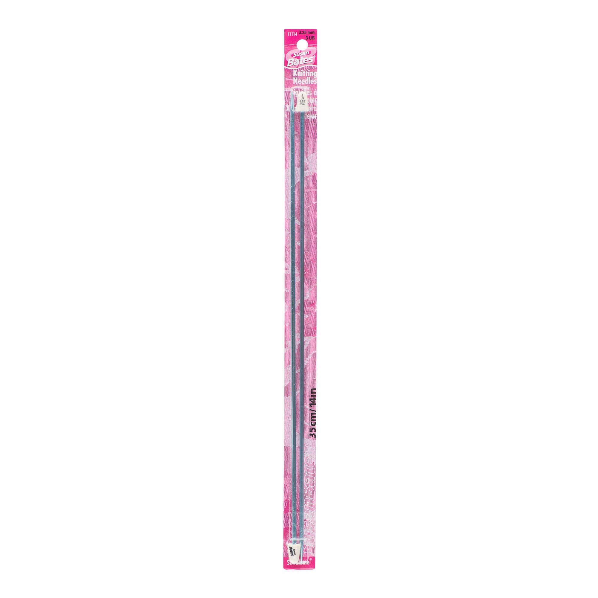 Susan Bates 11114-3 Silvalume Single Point Knitting Needles 14 in.-Size 3 -Medium Blue