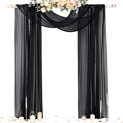 Miniatura 120 de Socomi Wedding Arch Draping Fabric 29" x 20Ft 2 Panels Burgundy Sheer Outdoor Curtain Drapes Extra Long for Bridal Baby Shower Ceremony Birthday