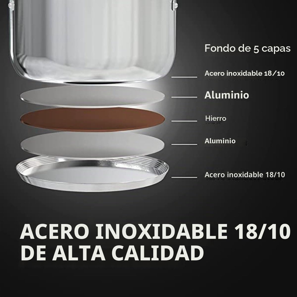 Royalty Line RL-1232 Set bateria de cocina ollas, sartenes de acero inoxidable 12 piezas